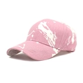 Pink tie-dye cotton baseball cap with Snur print and curved brim for outdoor travel - Pink