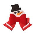 Christmas hair clip featuring red velvet bow and embroidered snowman for kids - Cute Snowman