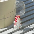 Christmas tree stem wine glass with scarf and festive dots in a clear finish - White Christmas Tree Glass/360ml