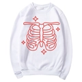 White long sleeve sweatshirt in size M featuring red ribcage and star graphics - S / Tops / White (Red Skeleton Print)