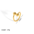 Adjustable golden stainless steel open ring featuring dual polished bead accents - Dual-Bead Open Style (YYR023072-1)