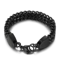 Pulsera para hombre de cadena Franco en acero de titanio negro mate con cierre de langosta - 18cm / Negro