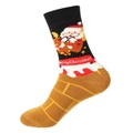 Winter thermal Christmas socks with Santa Claus, reindeer patterns and Merry Christmas text - Black Santa Claus and Reindeer Pattern (M02)