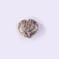 Polished heart-shaped jasper stone in taupe and reddish-brown mesh texture pattern - Picture Jasper