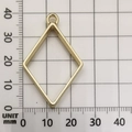 Golden diamond-shaped hollow frame pendant for DIY jewelry on a scale grid - Rhombus Shape (10465) / 25x40mm / KC Gold