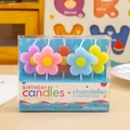 Five colorful flower birthday candles in diverse bright pastel shades for party decor - Colorful Flower