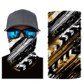 Thermal seamless bandana with black and yellow tire track pattern for outdoor cycling - S514 Tire Mark