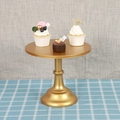 Elegant gold metal round cake stand with a sturdy central pillar and circular base - Medium 25CM / Gold