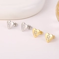 Chique hartvormige letter R oorknopjes, stijlvolle strass ingelegde vergulde koperen sieraden. - Wit K/Zilver / Letter R