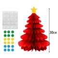 Albero di Natale a nido d'ape rosso 30cm con stella glitterata d'oro e paillettes colorate - Stile Albero di Natale Rosso (Y-00462-4)