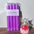 Set of 4 purple 20cm dripless and smokeless taper candles for dinner decor - 4Pcs Set / Purple