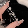 Elegant adjustable silver heart bracelet with white gemstones and zircon stones - S415 Silver