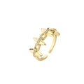Vergoldeter offener Ring mit markantem Nietendesign und Zirkon-Besatz für Damen - Scharfe Niete / Gold