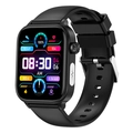 ET570 Smartwatch with black silicone strap featuring heart rate and ECG health tracking - Black