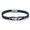 Blue double-braid mountain bike chain bracelet with a silver magnetic clasp closure - Navy Blue Paracord Round Magnet Buckle