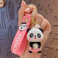 Simpatico portachiavi panda chef con cinturino in silicone rosa e anello in metallo oro - Cucina Rosa