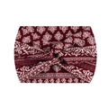 Elastic wide yoga headband in wine red paisley print with a stylish front cross knot detail - 43-Wine Red Paisley