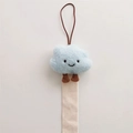 Plush light blue cloud hair clip organizer with brown ropes and cute smiling face - Light Blue Cloud