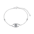 Bracciale occhio portafortuna in argento 925 con zircone blu e catena regolabile fine - Occhio Singolo Semplice (DY150224-S-W-WH) / Argento 925