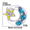 Star and moon charm with blue and white crystals, 7x8mm jewelry pendant - Star in Moon (F1109)