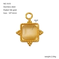18k gold plated stainless steel square pendant featuring a synthetic opal stone inlay - Square Opal Style (1610)