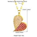 Gold heart pendant necklace with pink and red cubic zirconia on a minimalist chain - Gold Red Pink Rhinestone Heart (N05902G-1)
