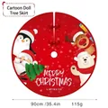 90cm Red Christmas Tree Skirt with Cartoon Santa and Reindeer Patterns for Holiday Decor - A-SQ54 Red Cartoon Figures