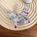 Colorful butterfly acetate hair claw clip with mermaid rainbow pattern and golden spring - 6.5cm / Mixed Blue
