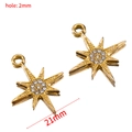Golden North Star pendant with white zircon for jewelry making, 21mm star charm - Hexagram Pendant / KC Gold