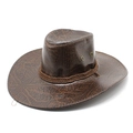 Brown western cowboy straw hat with embossed leaf texture and braided trim for outdoors - M(56-58cm) / Dark Brown