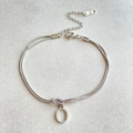 Silver double-layered snake chain bracelet with knot design and letter O pendant - Silver-O
