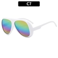 Occhiali da sole aviator C7 con montatura bianca lucida e lenti a specchio arcobaleno - Montatura Bianca Lenti Sfumate Arcobaleno