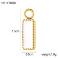 Gold rectangular pendant with white enamel inlay and beaded edges, 1.5cm length - Smooth Rectangle White-HP14786B1