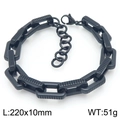 Pulsera ajustable negra de acero inoxidable para hombre con eslabones de textura engranaje - Negro