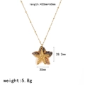 Golden 18k plated stainless steel necklace with layered starfish pendant and bead chain - Starfish Pendant Necklace (TN3605)