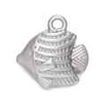 Silver stainless steel fish charm pendant with detailed embossed texture for DIY jewelry - Steel 533# Koi Fish / 16.5*17.5mm