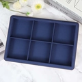 Dark blue 6-slot velvet jewelry organizer tray for rings and earrings display - 6 Grids Dark Blue