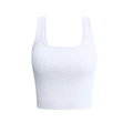 White ribbed knit crop top featuring a square neck and seamless stretch fabric - S / Tops / White