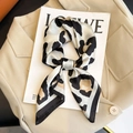 Elegant leopard print silk scarf in beige and brown, stylish neckerchief for women - Square Scarf 101 / 65