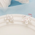 Detailed macro view of a 16mm flower pendant with clear zircon stones for DIY jewelry - Silver Five-Petal Flower (16mm)
