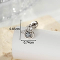 Silberner Schleifen-Kürbis-Ohrstecker mit grauem Zirkon und Schraubverschluss 0,83cm - Cartoon Kürbis Stil (Einzelstück)