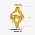 Anillo minimalista de acero inoxidable chapado en oro con diseño abstracto de gota de agua - Dorado
