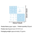 Tovagliolo di carta con fiocco bianco e blu e bordi ondulati per feste, pack da 20 - Stile Fiocco di Pizzo / Blu e Bianco