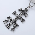 Collana con ciondolo a croce in acciaio argento e incisioni di angeli per uomo hiphop - Stile F-Croce d'Angelo (Con Catena da 60cm)