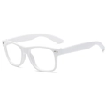 Minimalistische weiße Kinderbrille mit stilvollen Nieten und glänzendem Rahmenfinish - Weiß