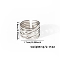 Silver multi-layer woven fish tail ring made of non-tarnish titanium steel for women - Tyr0444 / Adjustable Open