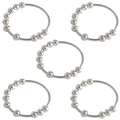 Macro view of five silver spinning rings with movable beads for anxiety relief - Size 14 (1.8cm ID) / Pack of 5 / Silver