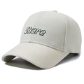 Off-white cotton baseball cap featuring green Share embroidery in a classic 6-panel design - Adjustable / White