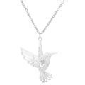 Collana minimalista in argento con pendente a forma di colibrì dal design traforato - Color Acciaio