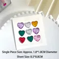 Colorful 3D heart-shaped crystal gemstone stickers set for children DIY crafts - L Size Mixed Colors (9 Pcs/Sheet)